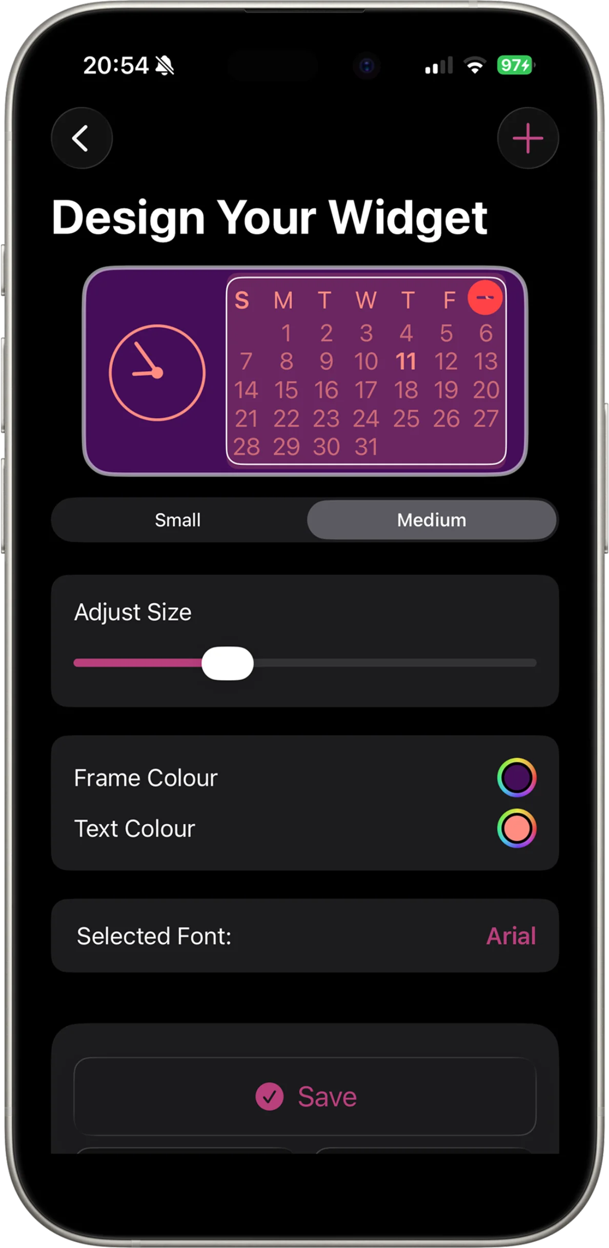 Status widgets on home screen