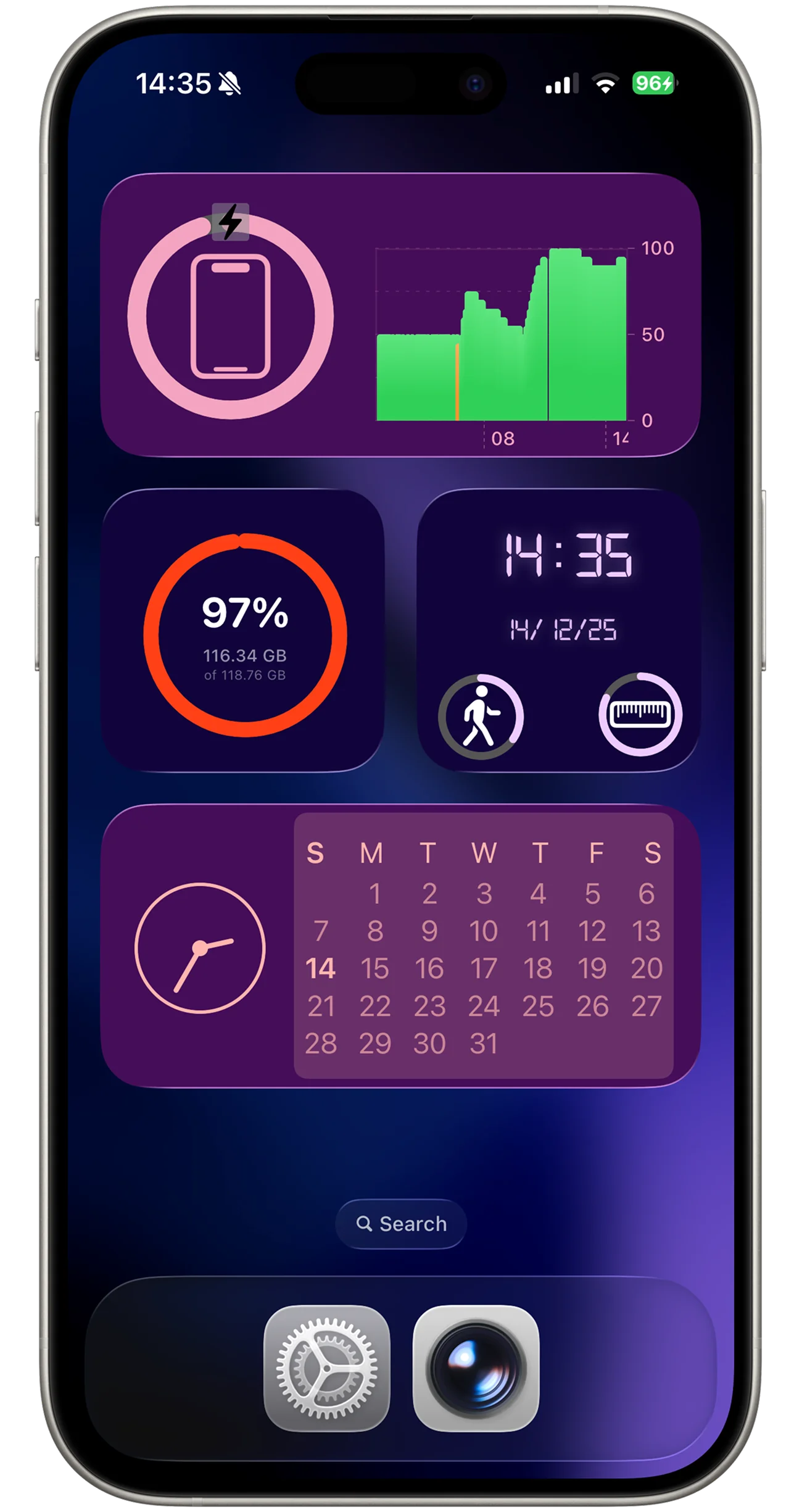 Status widgets on home screen